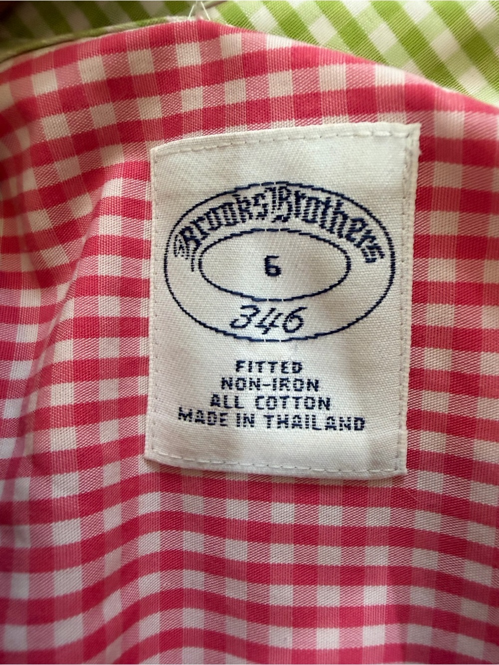 Brooks Brothers GINGHAM Cotton Pink Green Shirt Top Blouse Spring Preppy Size 6 - Picture 7 of 10